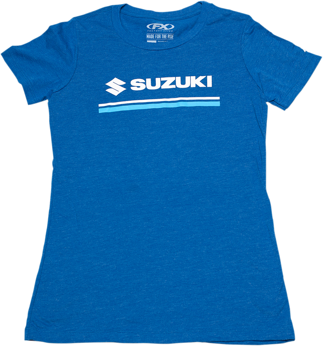 FACTORY EFFEX Women's Suzuki Stripes T-Shirt - Royal Blue - Medium 22-87432