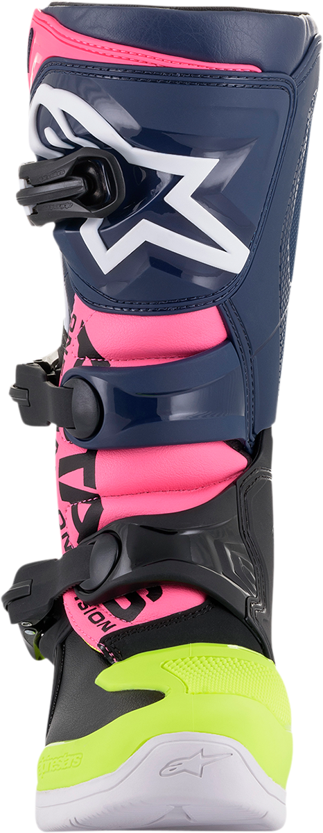 Botas ALPINESTARS Tech 3S - Negro/Azul/Rosa/Blanco/Amarillo - US 5 2014018-1176-5 