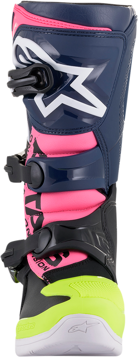 ALPINESTARS Tech 3S Boots - Black/Blue/Pink/White/Yellow - US 2 2014018-1176-2