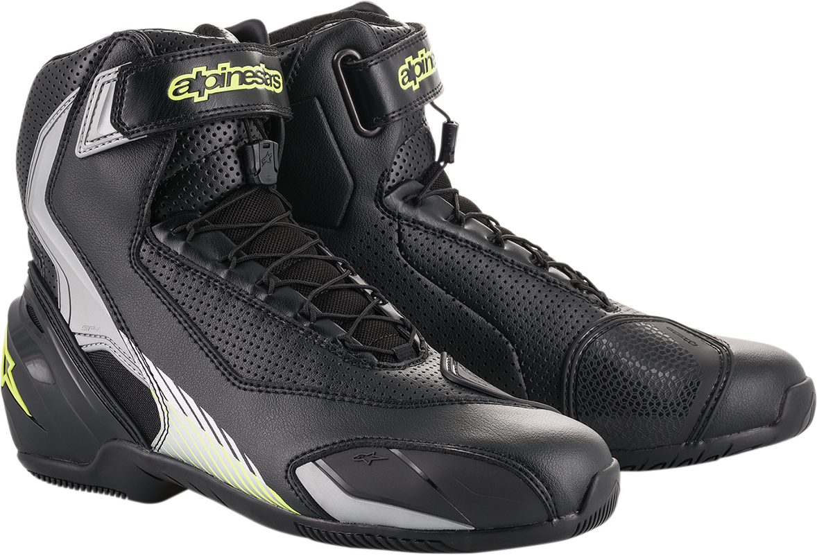 Zapatos con ventilación ALPINESTARS SP-1 v2 - Negro/Plata/Amarillo fluorescente - EE. UU. 7,5 / UE 41 251131815941 