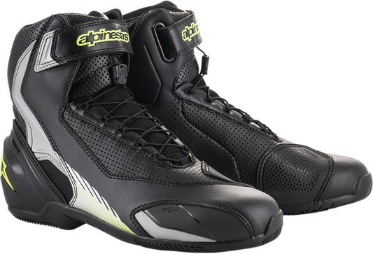 Zapatos con ventilación ALPINESTARS SP-1 v2 - Negro/Plata/Amarillo fluorescente - EE. UU. 7,5 / UE 41 251131815941 