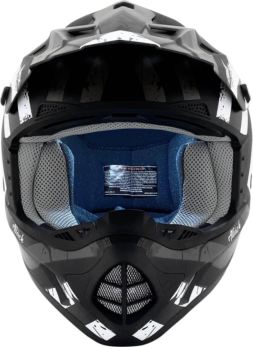 AFX FX-17Y Helmet - Attack - Matte Black/Silver - Large 0111-1401