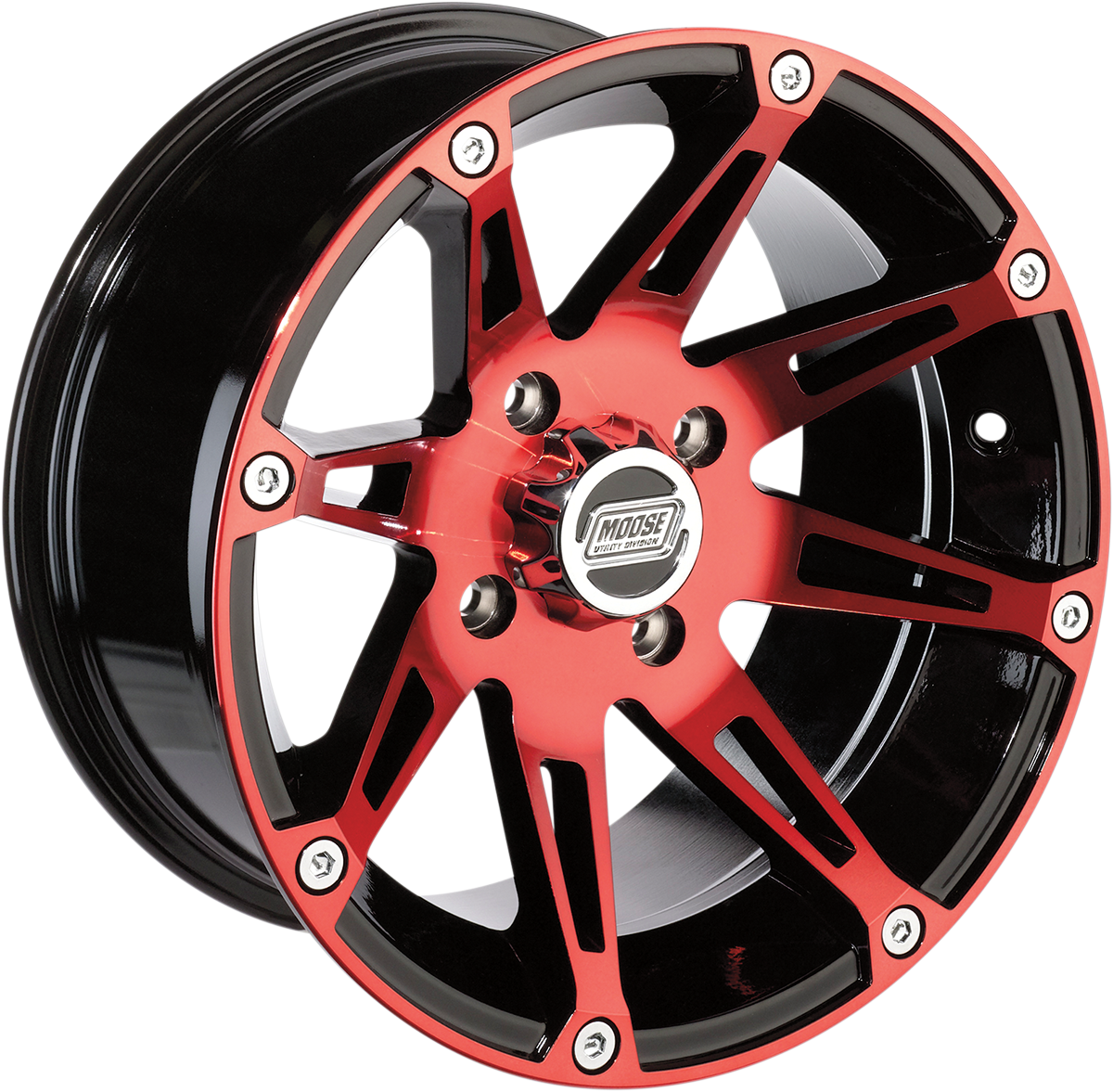 MOOSE UTILITY Wheel - 387X - Front - Anodized Red/Black - 14x7 - 4/156 - 4+3 387MO147156BWR4