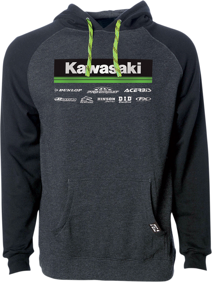 FACTORY EFFEX Kawasaki 21 Racewear Sudadera con capucha - Carbón/Negro - Mediana 24-88122 