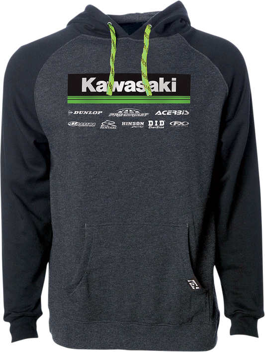FACTORY EFFEX Kawasaki 21 Racewear Sudadera con capucha - Carbón/Negro - Grande 24-88124