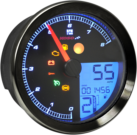 KOSO NORTH AMERICA Multi Function Speedometer/Tachometer - HD-04 - Black BA051211
