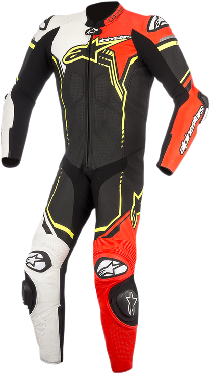 ALPINESTARS GP Plus v2 1-Piece Leather Suit - Black/White/Red Fluorescent/Yellow Fluorescent - US 44 / EU 54 3150518-1236-54