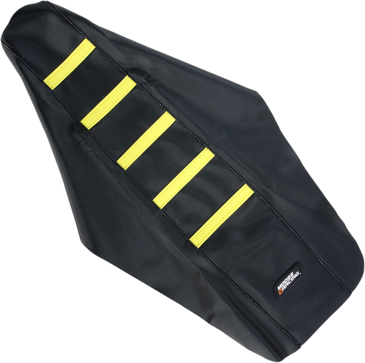 MOOSE RACING Ribbed Seat Cover - Black Cover/Yellow Ribs - Suzuki RM12501-331RT