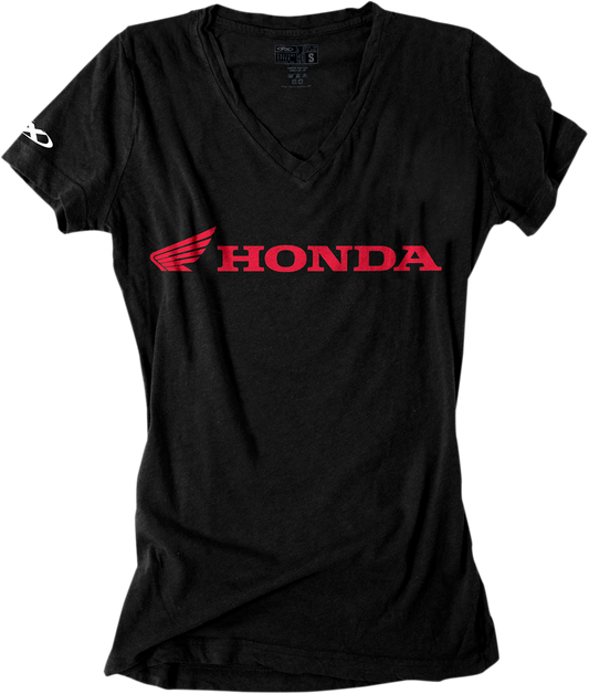 FACTORY EFFEX Camiseta con cuello en V Honda para mujer - Negro - XL 16-88346 