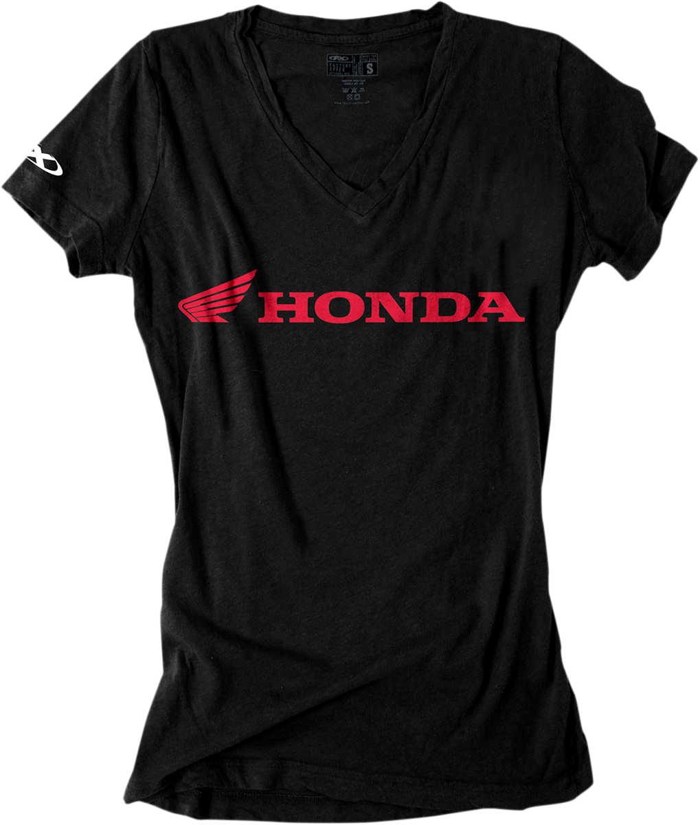 FACTORY EFFEX Camiseta Honda con cuello en V para mujer - Negro - Mediano 16-88342 