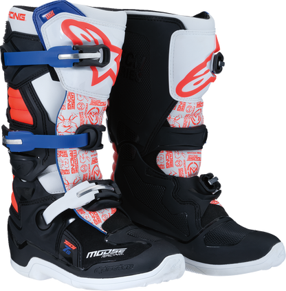 Botas MOOSE RACING Youth Tech 7S - Negro/Blanco/Rojo/Azul - US 6 0215024-1297-6