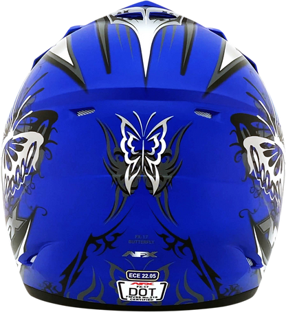 AFX FX-17 Helmet - Butterfly - Matte Blue - XL 0110-7125