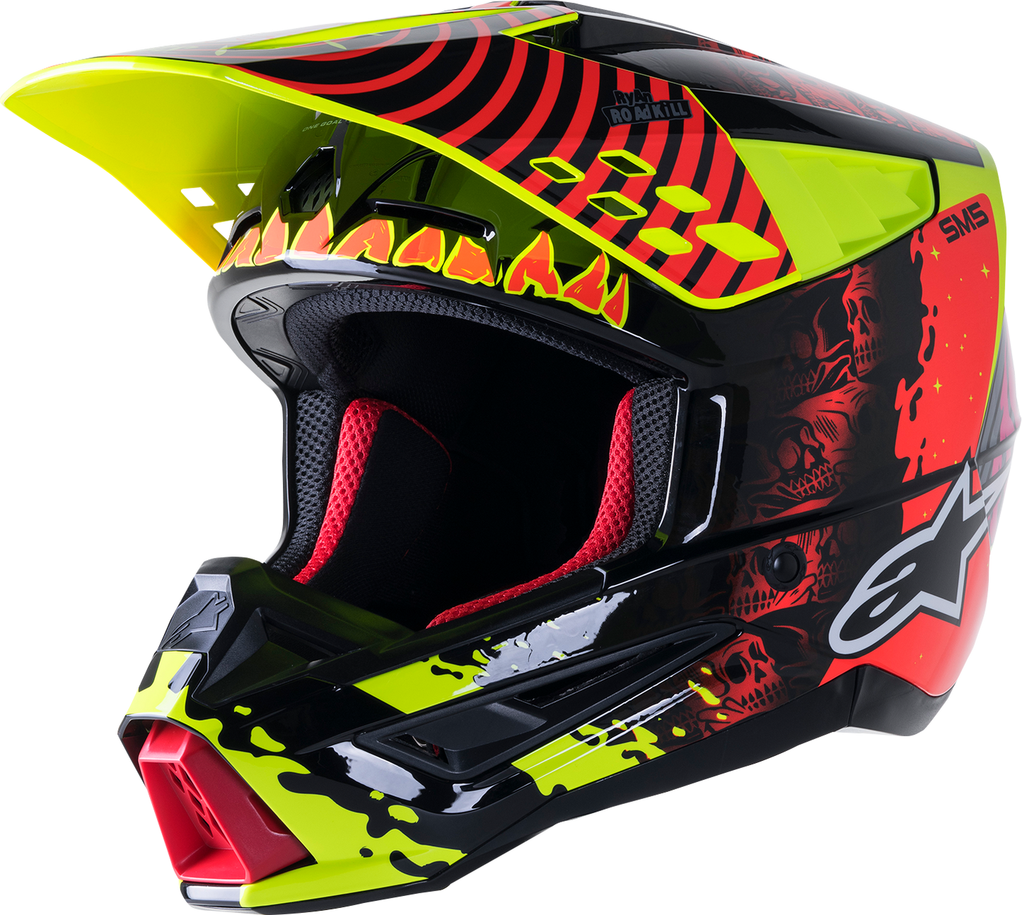 ALPINESTARS SM5 Helmet - Solar Flare - Gloss Black/Red/Yellow - XS 8305822-1355-XS