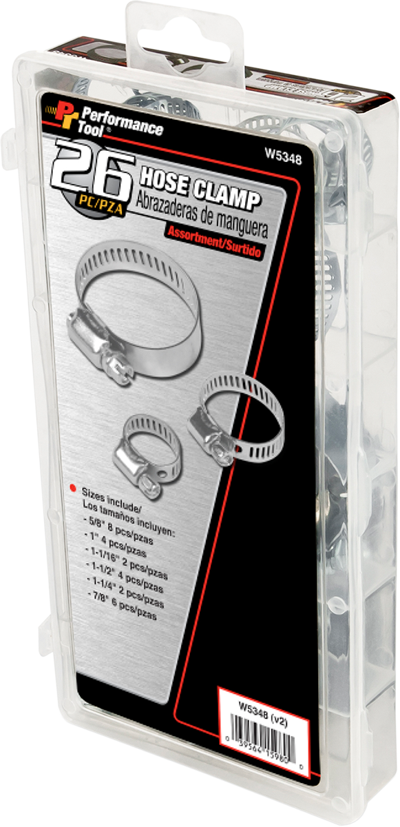PERFORMANCE TOOL Hose Clamps - Assortment - 26-Piece W5348