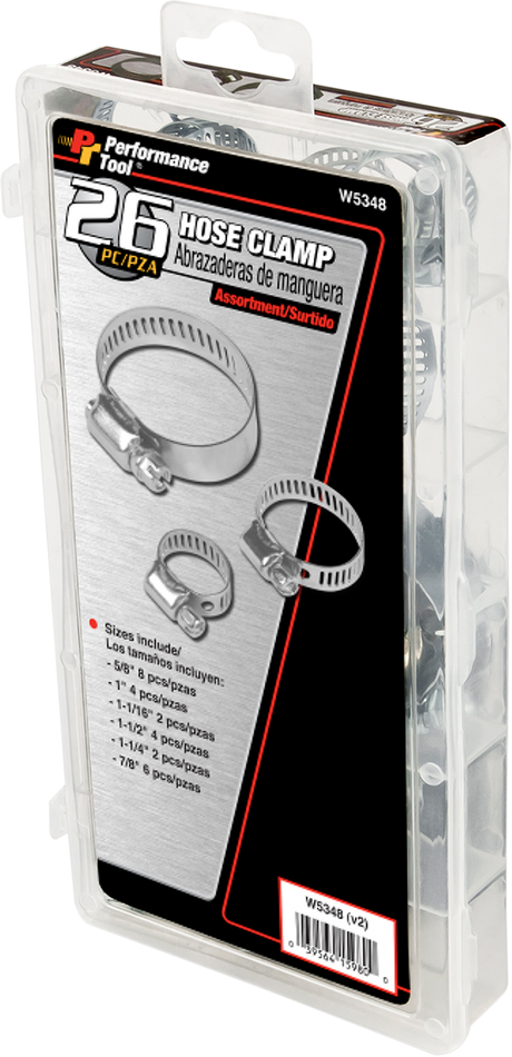 PERFORMANCE TOOL Abrazaderas para manguera - Surtido - 26 piezas W5348 