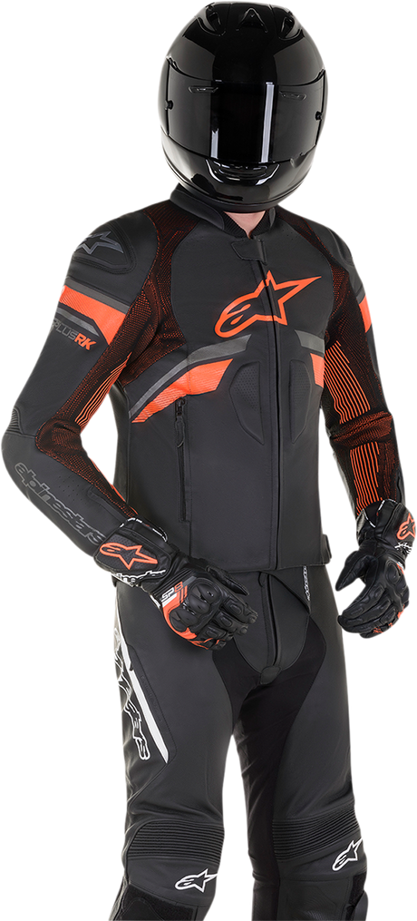 Chaqueta de cuero ALPINESTARS GP Plus R v3 Rideknit - Negro/Rojo Fluo - US 52 / EU 62 3100321-1030-62 