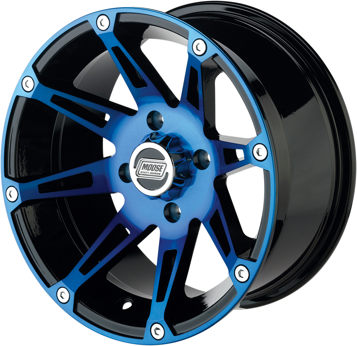 MOOSE UTILITY Wheel - 387X - Rear - Anodized Blue/Black - 14x8 - 4/110 - 4+4 387ML148110BWB4