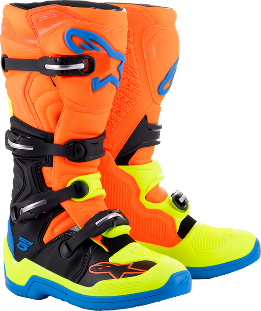 ALPINESTARS Tech 5 Boots - Orange Fluorescent/Blue/Yellow Fluorescent - US 7 2015015-4755-7