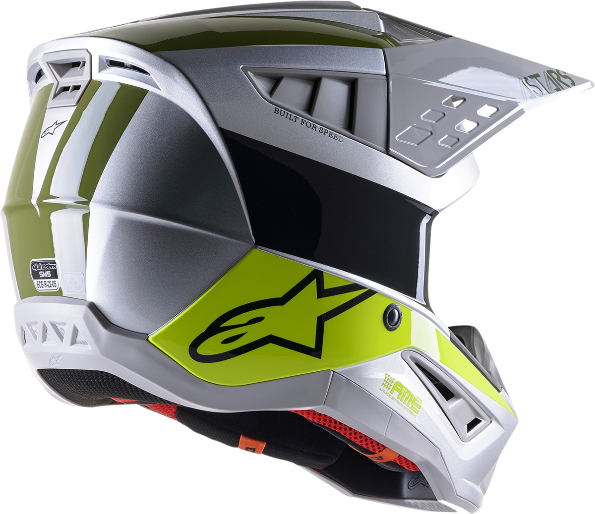 ALPINESTARS SM5 Helmet - Bond - Silver/Yellow/Green - XL 8303522-1956-XL