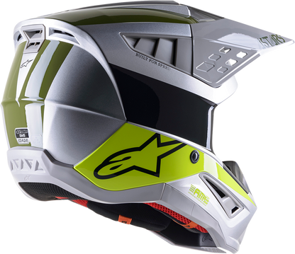 ALPINESTARS SM5 Helmet - Bond - Silver/Yellow/Green - XL 8303522-1956-XL