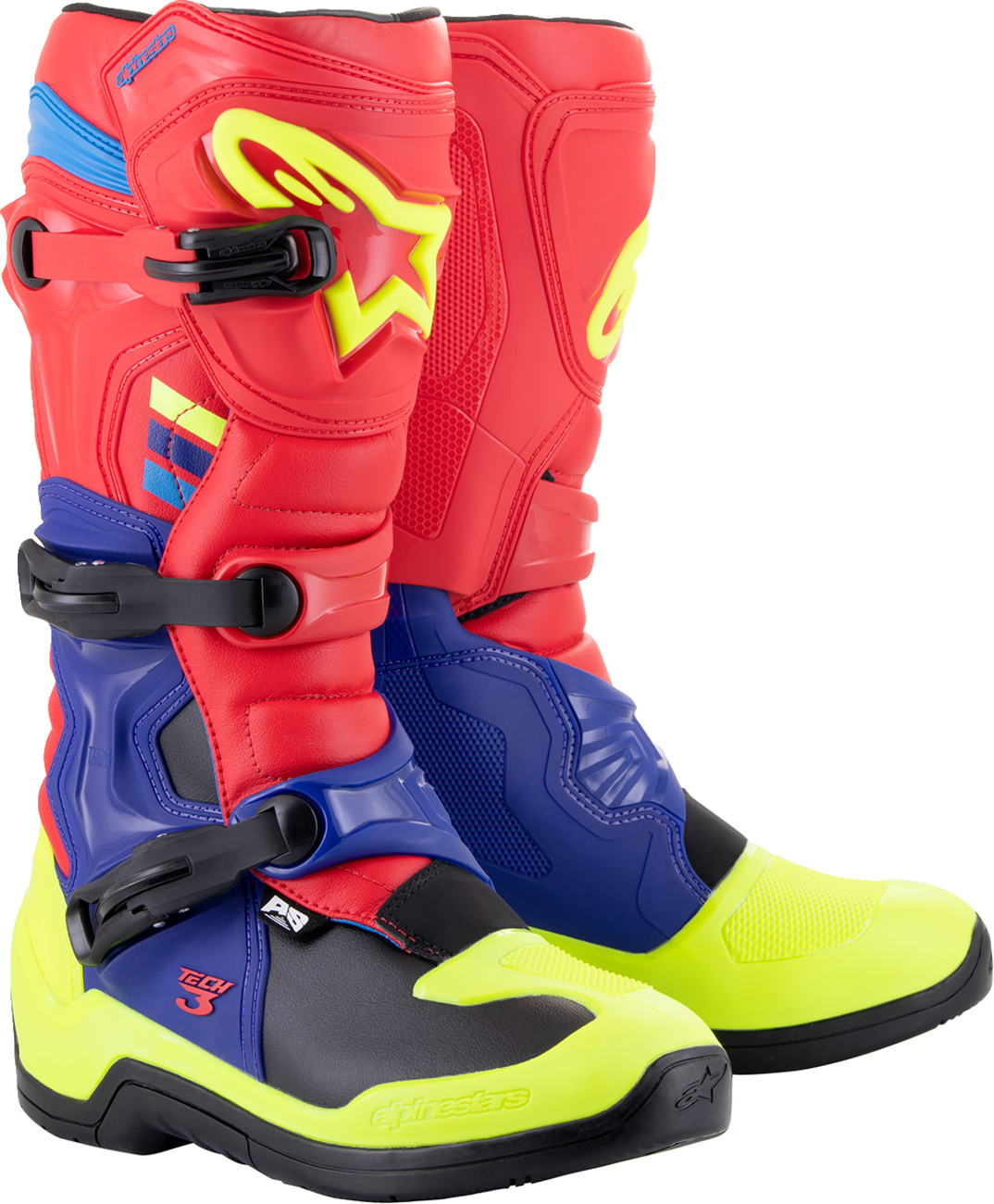 ALPINESTARS Tech 3 Boots - Red/Blue/Yellow Fluorescent - US 14 2013018-3375-14