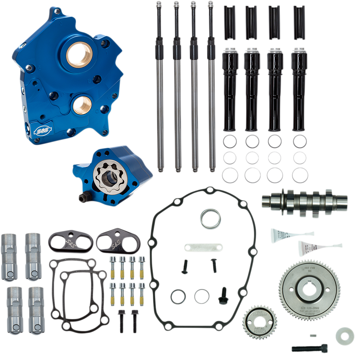S&S CYCLE Cam Chest Kit with Plate M8 - Gear Drive - Oil Cooled - 465 Cam - Black Pushrods 310-1013A