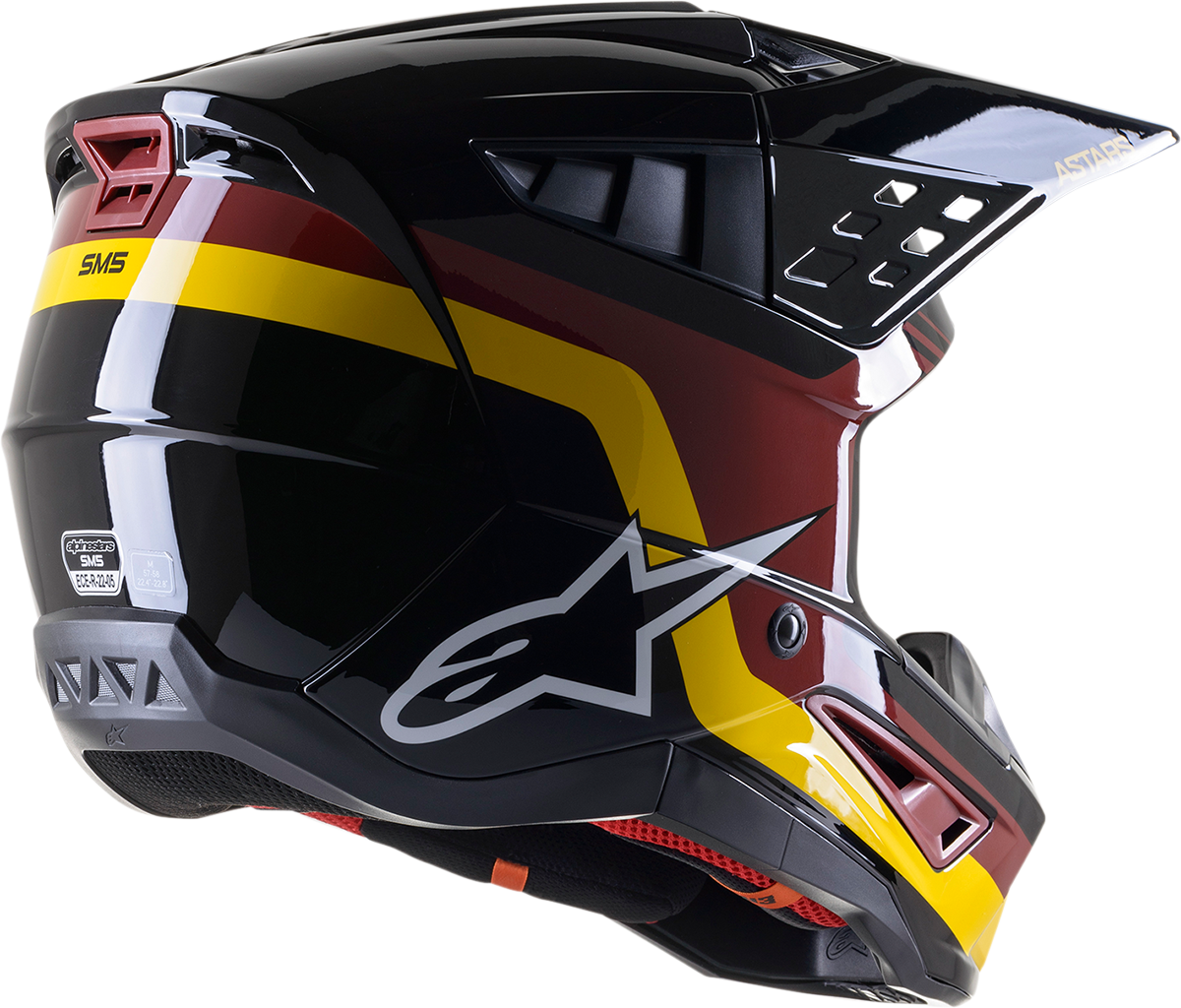 ALPINESTARS SM5 Helmet - Venture - Black/Bordeaux/Yellow/Glossy - Small 8305122-1358-SM