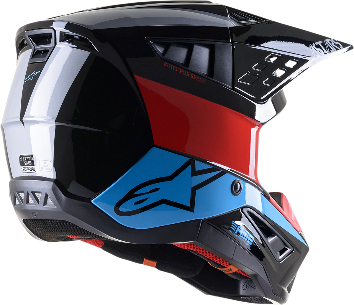 ALPINESTARS SM5 Helmet - Bond - Black/Red/Cyan - Large 8303522-1377-LG