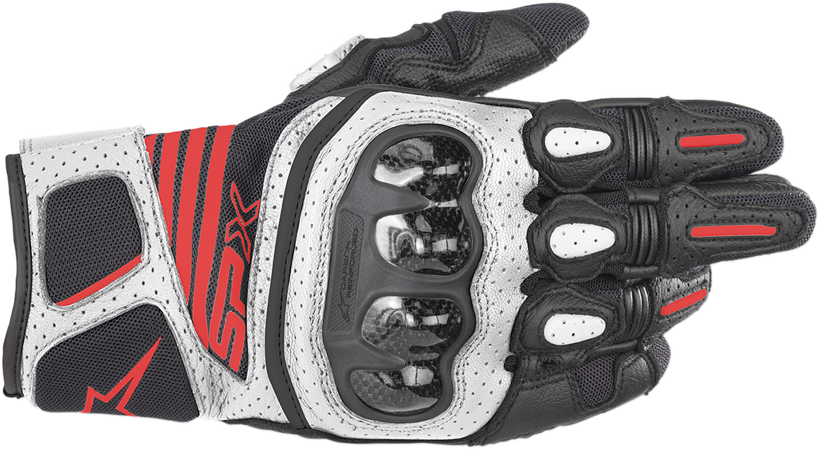 ALPINESTARS SPX AC V2 Gloves - Black/White/Fluo Red - Medium 3567319-1231-M