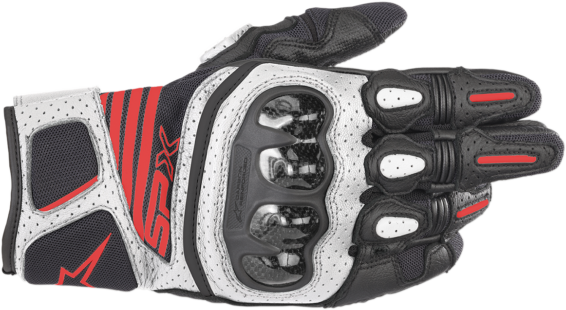 ALPINESTARS SPX AC V2 Gloves - Black/White/Fluo Red - Large 3567319-1231-L