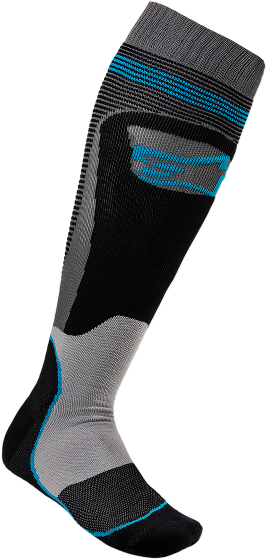 ALPINESTARS MX Plus 1 Socks - Black/Cyan - Small/Medium 4701820-1079-SM