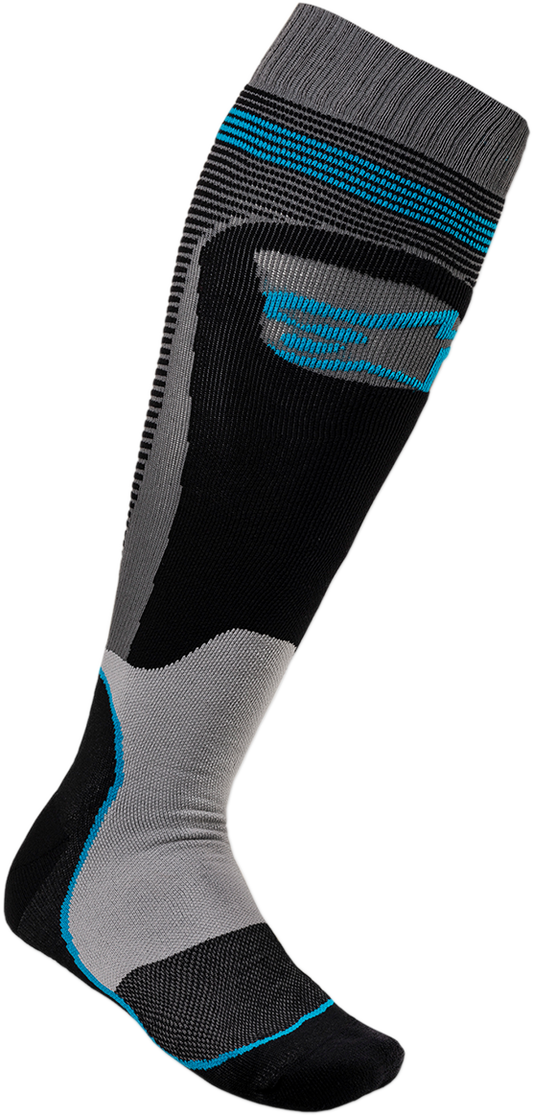 ALPINESTARS MX Plus 1 Socks - Black/Cyan - Large/2XL 4701820-1079L2X