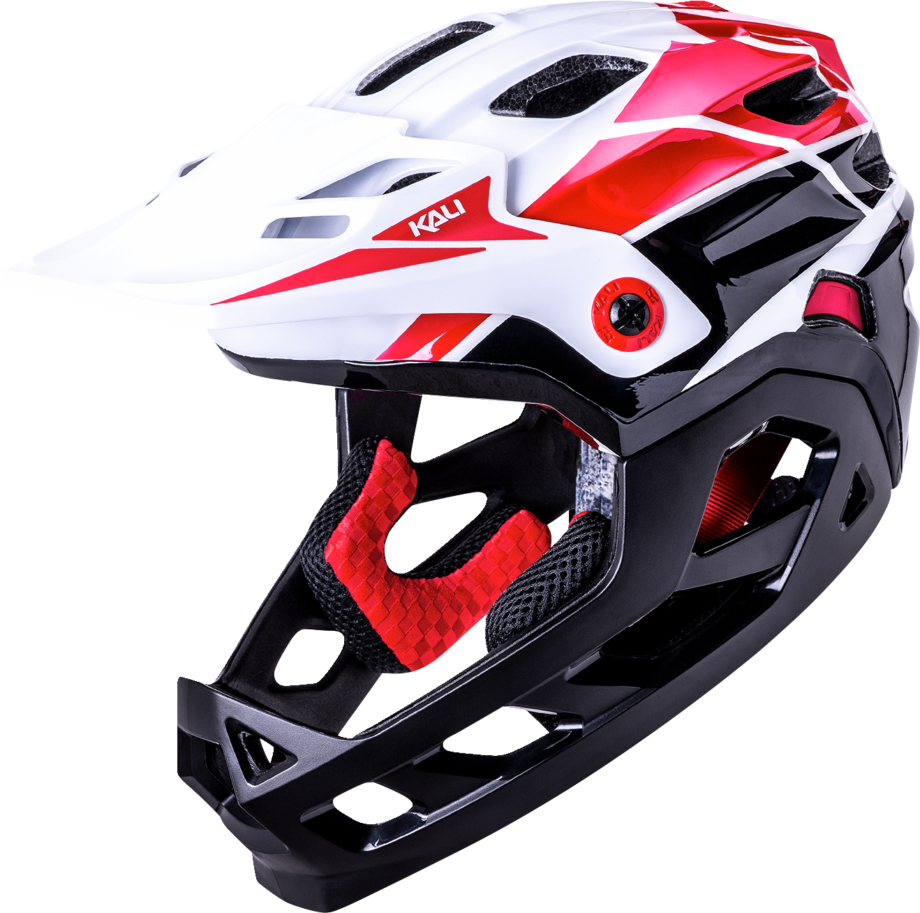 KALI Child Maya Full Face Helmet - Race - Gloss White/Red/Black 0221922112