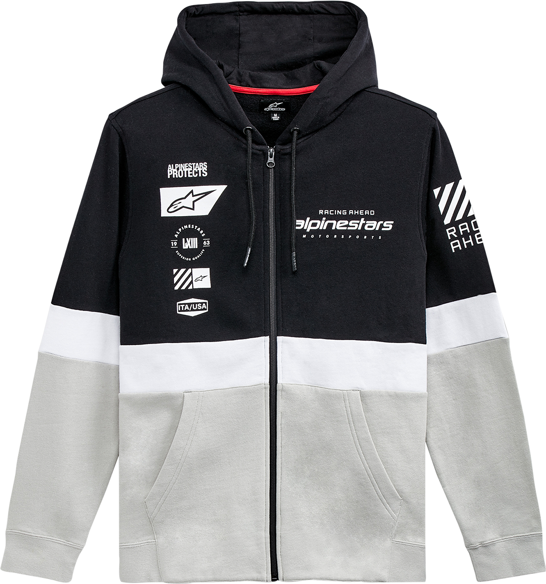 ALPINESTARS Position Zip Hoodie - Black/White/Silver - 2XL 12125302211092X