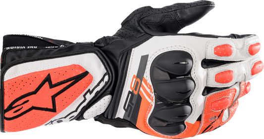 ALPINESTARS SP-8 V3 Gloves - Black/White/Fluo Red - 2XL 3558321-1231-2X