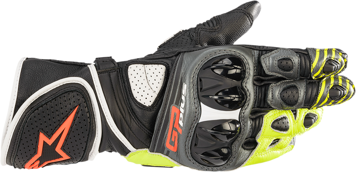 Guantes ALPINESTARS GP Plus R v2 - Gris metalizado/Negro/Amarillo fluo/Rojo fluo - Grande 3556520-9135-L 