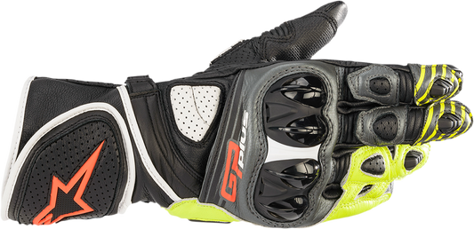 ALPINESTARS GP Plus R v2 Gloves - Metallic Gray/Black/Fluo Yellow/Fluo Red - Large 3556520-9135-L