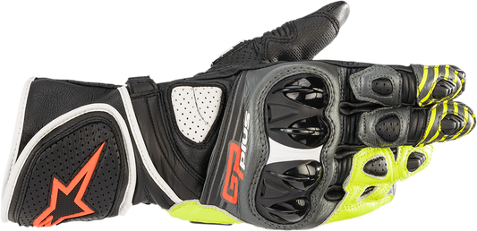ALPINESTARS GP Plus R v2 Gloves - Metallic Gray/Black/Fluo Yellow/Fluo Red - 2XL 3556520-9135-2X