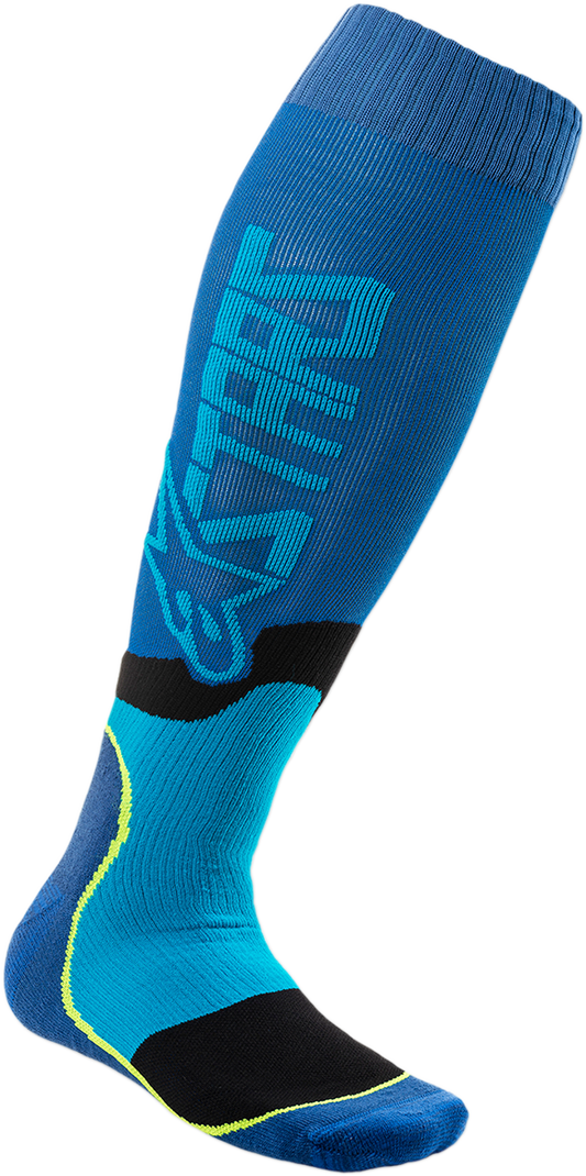 ALPINESTARS MX Plus 2 Socks - Black/Cyan - Large/2XL 4701920-707-L2X