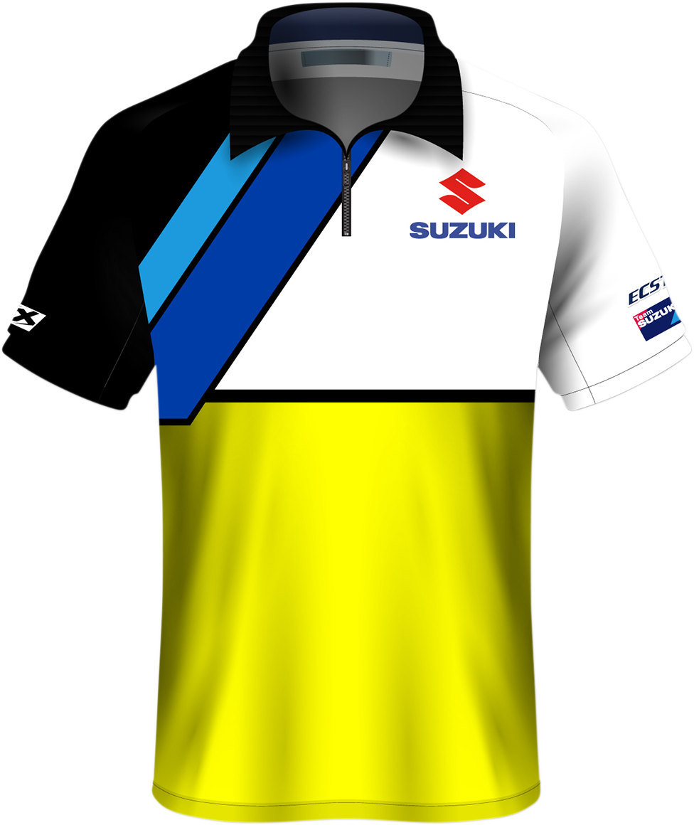 FACTORY EFFEX Suzuki Team Pit Shirt - White/Yellow - Medium 23-85402