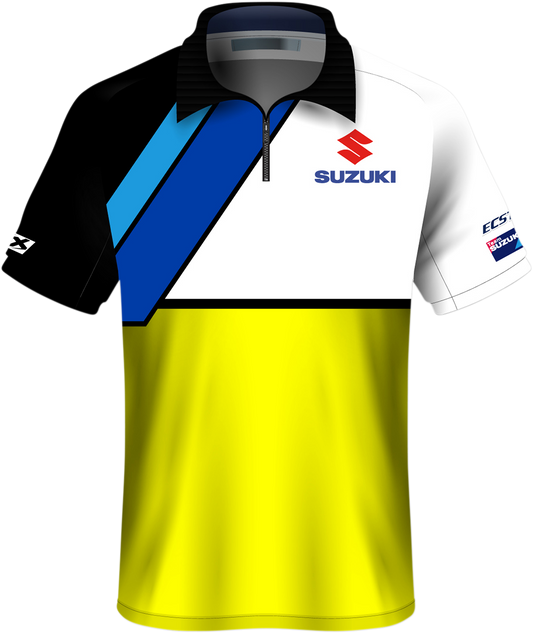 FACTORY EFFEX Suzuki Team Pit Shirt - White/Yellow - Medium 23-85402