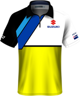 FACTORY EFFEX Suzuki Team Pit Shirt - Blanco/Amarillo - Grande 23-85404 