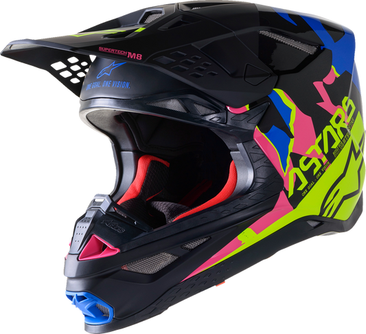 ALPINESTARS Supertech M8 Helmet - Echo - MIPS® - Black/Blue/Yellow/Pink - XL 8302621-1759-XL