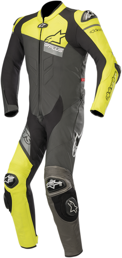 ALPINESTARS GP Plus Venom 1-Piece Leather Suit - Black/Yellow Fluorescent/Gray - US 48 / EU 58 3150818-1511-58