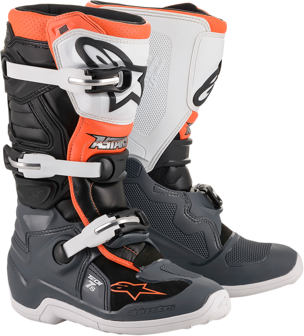 Bota ALPINESTARS Tech 7S - Negro/Gris/Blanco/Naranja Fluorescente - US 3 2015017-1124-3 