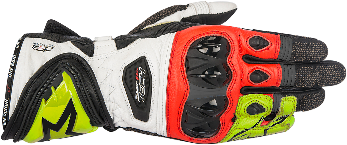 ALPINESTARS Supertech Gloves - Black/Fluo Yellow/Red - 2XL 3556017-1536-2X