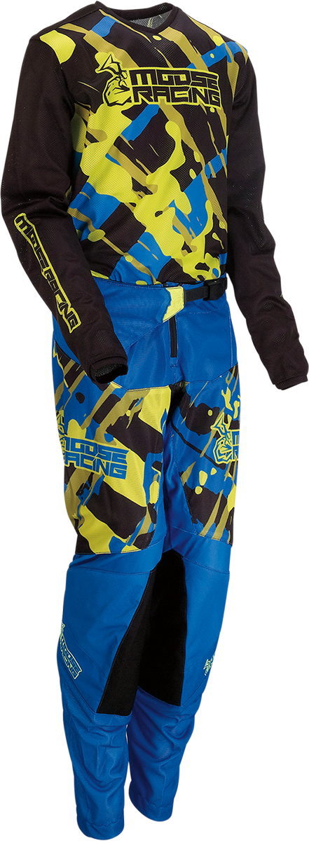 Camiseta de malla Agroid para jóvenes MOOSE RACING - Negro/Azul/Alta visibilidad - Grande 2912-2167