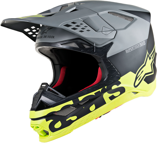 ALPINESTARS Supertech M8 Helmet - Radium - MIPS - Matte Black/Mid Gray/Yellow Fluo - Large 8301519-1305-LG