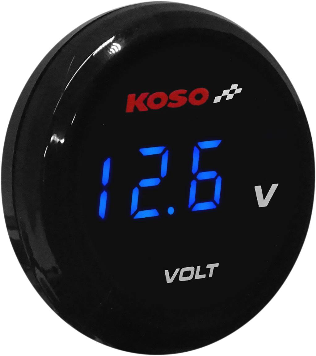 KOSO NORTH AMERICA I-Gear Voltímetro - Dígitos azules - 1.57" Diámetro x 0.43" D BA067B00