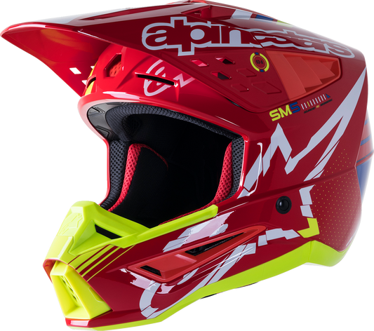 Casco ALPINESTARS SM5 - Acción - Rojo/Blanco/Amarillo Fluo - Pequeño 8306122-3325-SM 